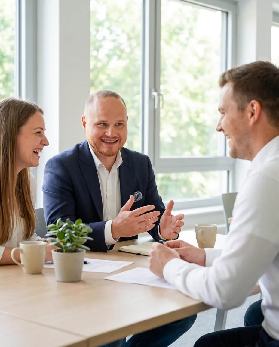Vitales und motiviertes Mitarbeiterteam bei der gemeinsamen Arbeit im Unternehmen